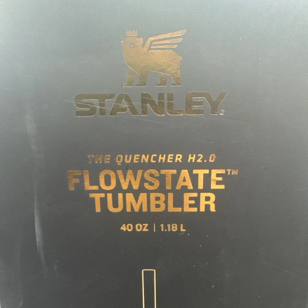Stanley Quencher H2.0 FlowState 40oz Tumbler Deco Black Gloss Gold Handle - Picture 3 of 12